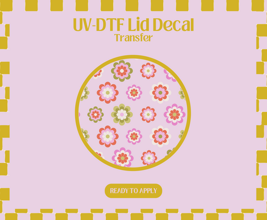 Retro Spring Flowers UV-DTF Lid Decal