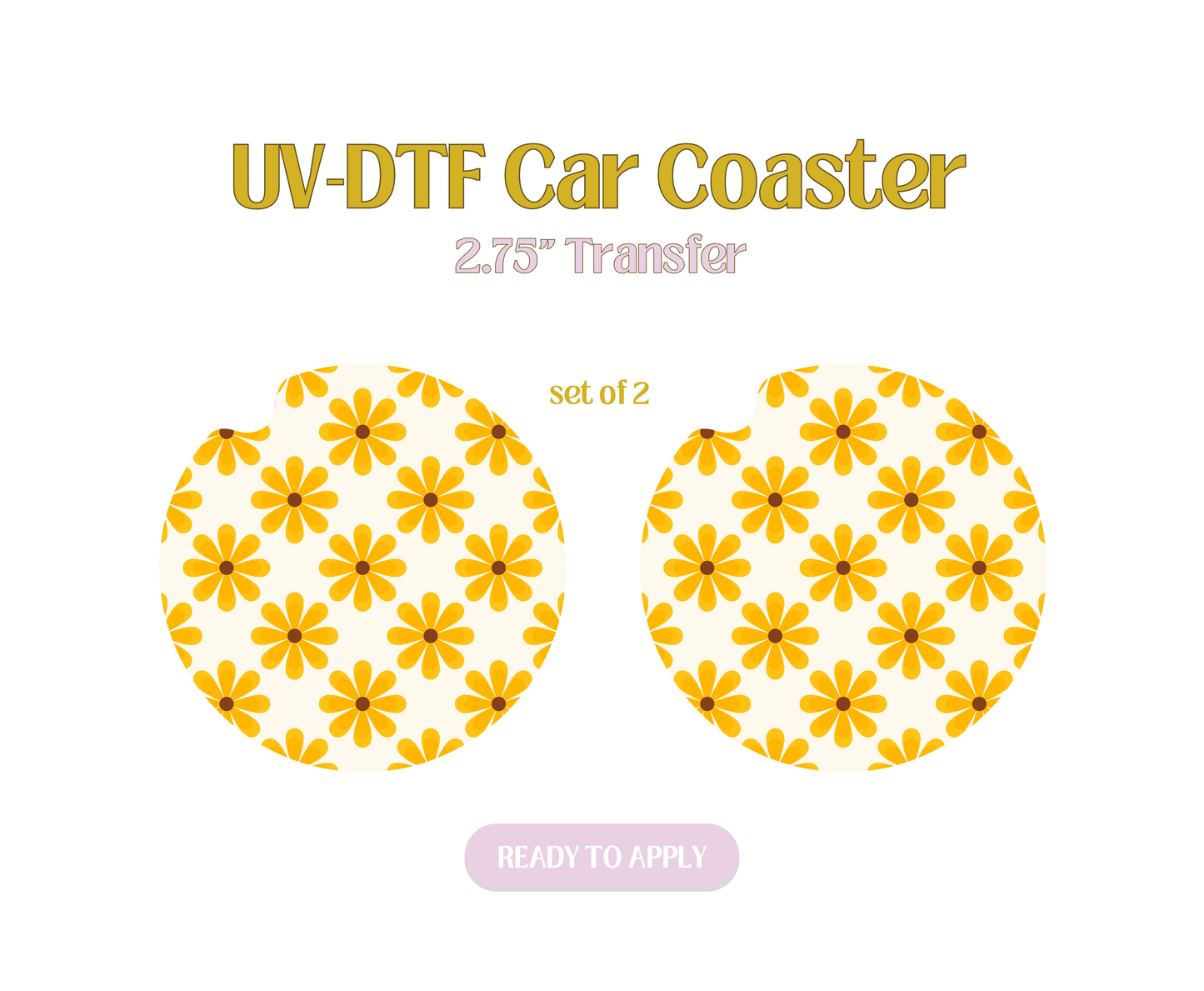 Retro Sunflower UV-DTF Car Coaster