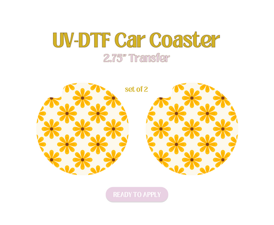 Retro Sunflower UV-DTF Car Coaster