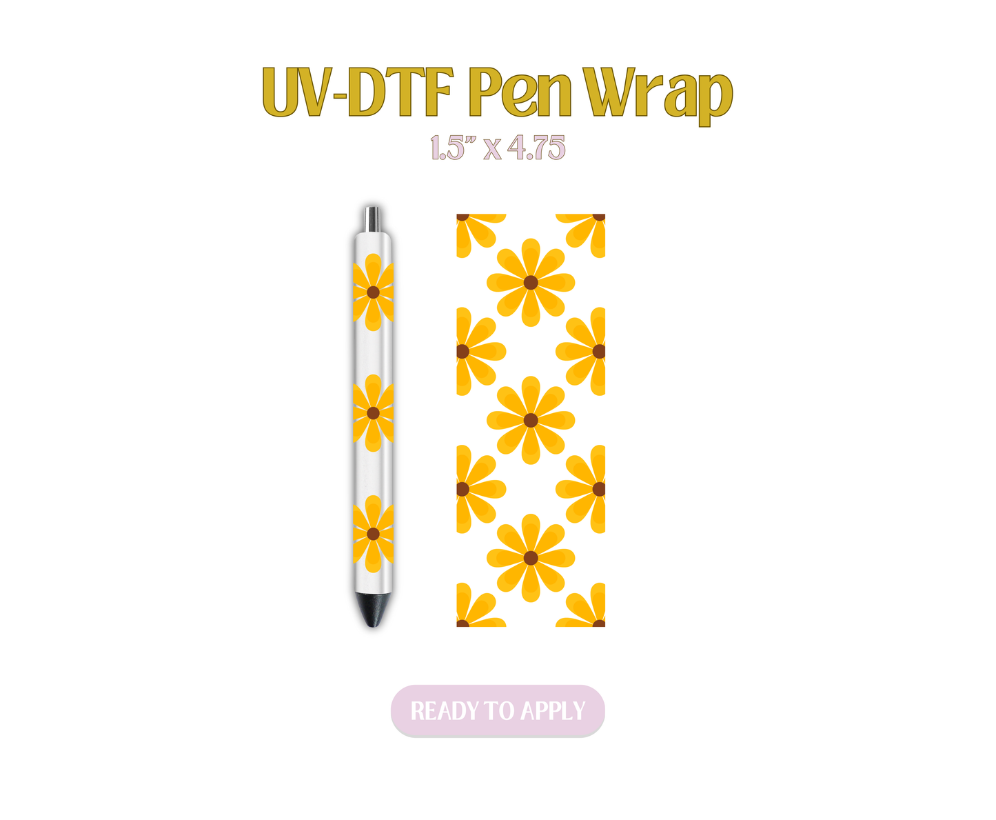 Retro Sunflower UV-DTF Pen Wraps