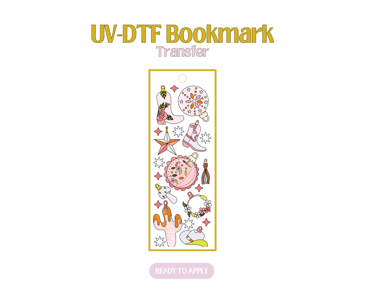 Retro Western Christmas UV-DTF Bookmark