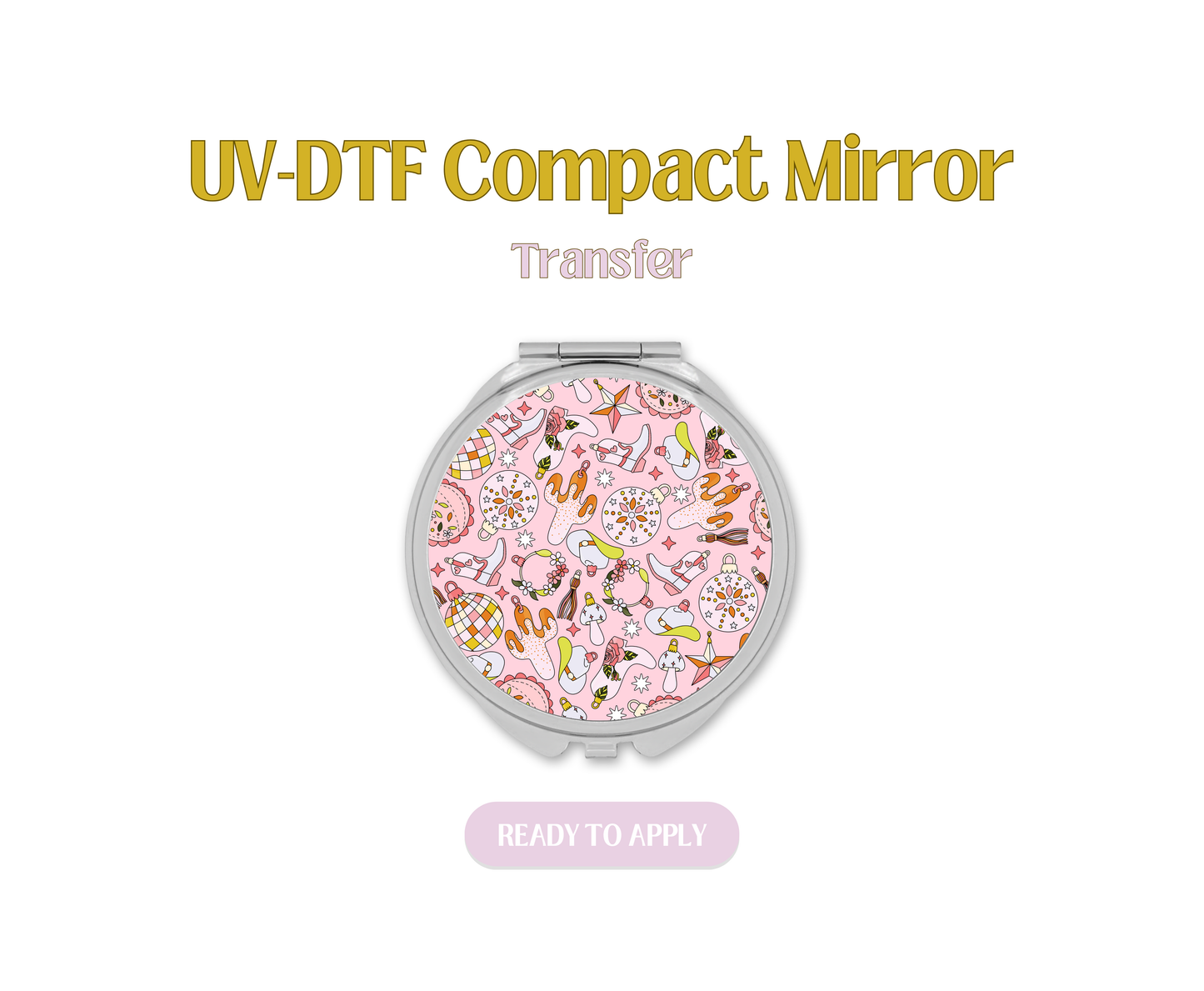 Retro Western Christmas UV-DTF Compact Mirror