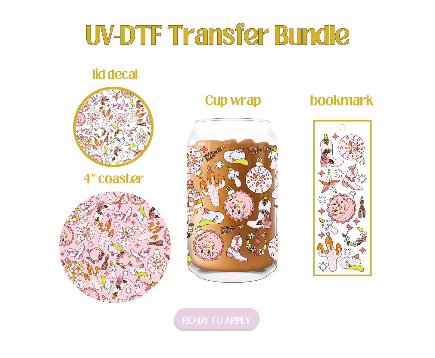 Retro Western Christmas UV-DTF Transfer Bundle