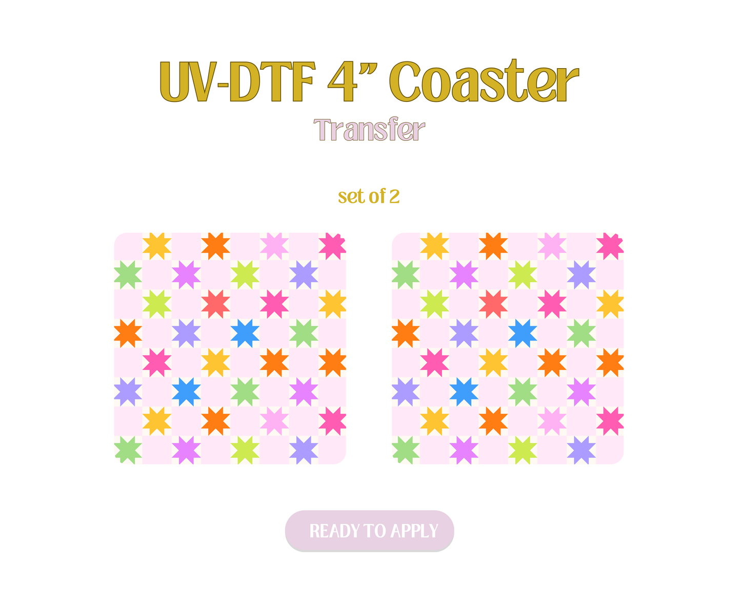 Retro Quilt Checkered Colorful UV-DTF 4" Coaster