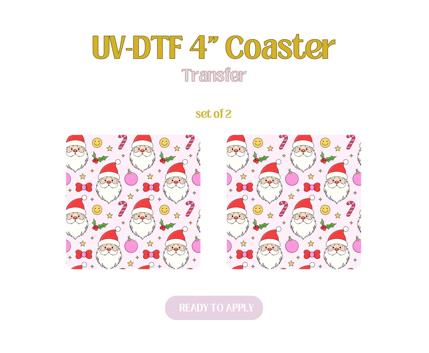 Retro Santa UV-DTF 4" Coaster