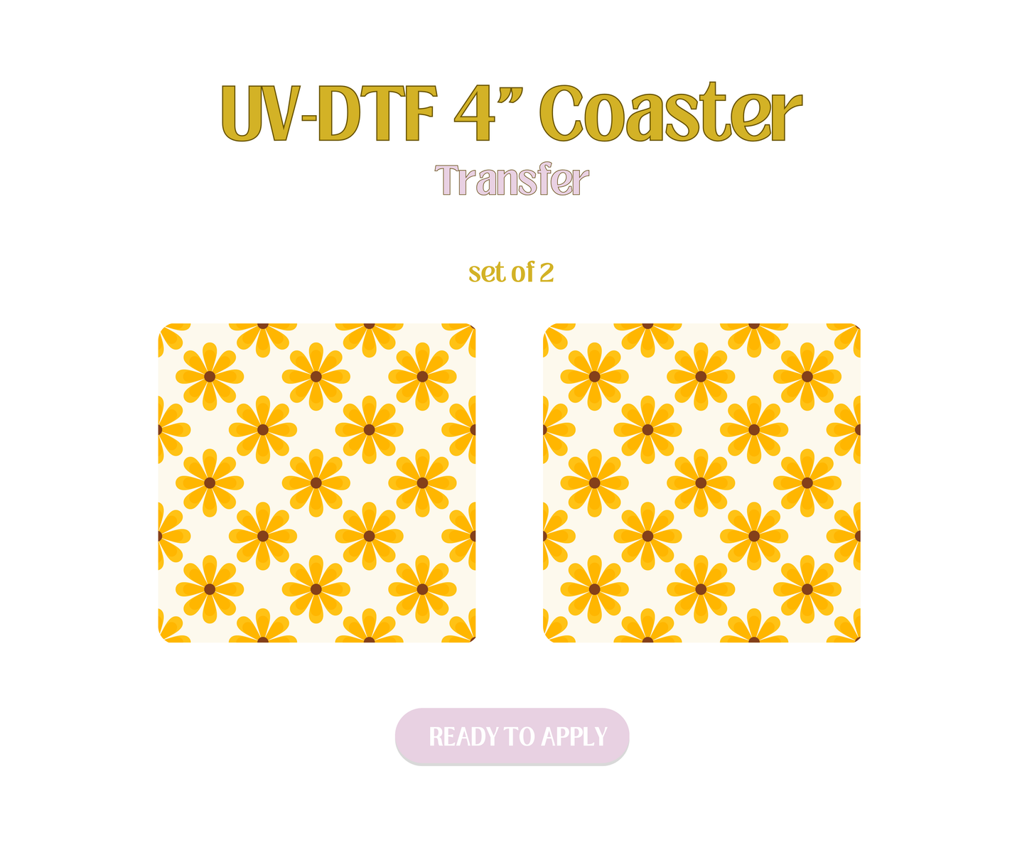 Retro Sunflower UV-DTF 4" Coaster