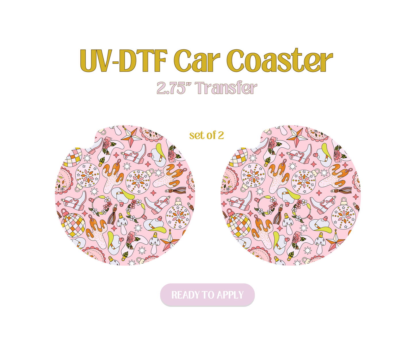 Retro Western Christmas UV-DTF Car Coaster