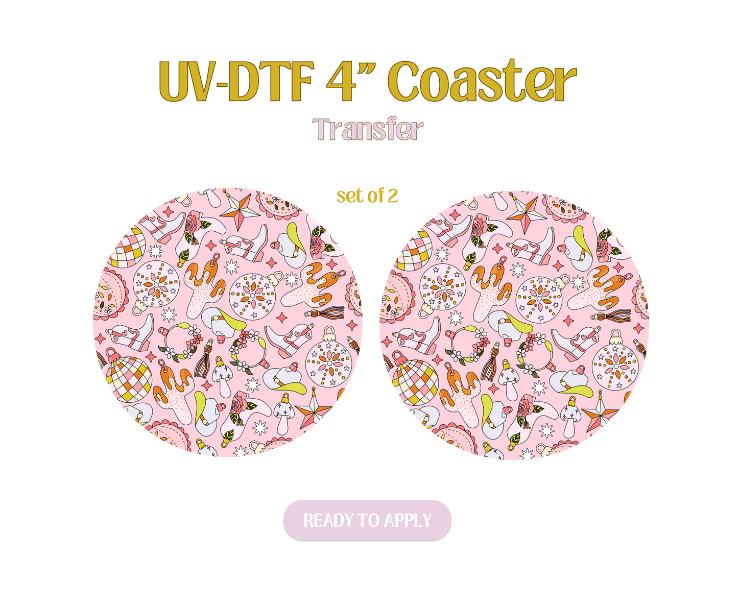 Retro Western Christmas UV-DTF 4" Coaster