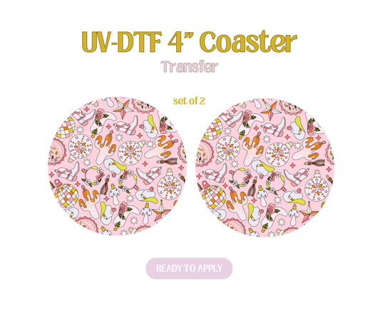 Retro Western Christmas UV-DTF 4" Coaster