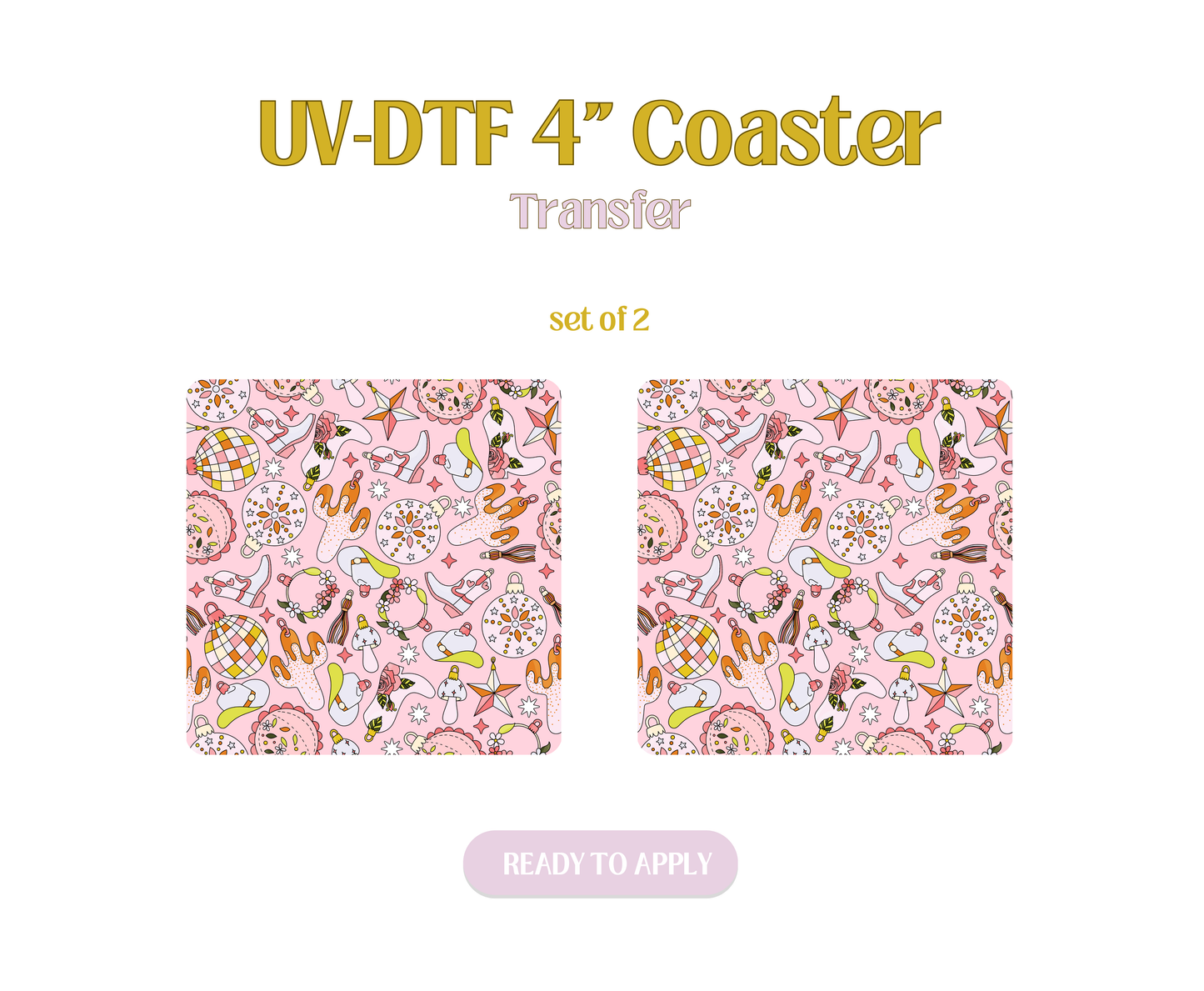 Retro Western Christmas UV-DTF 4" Coaster