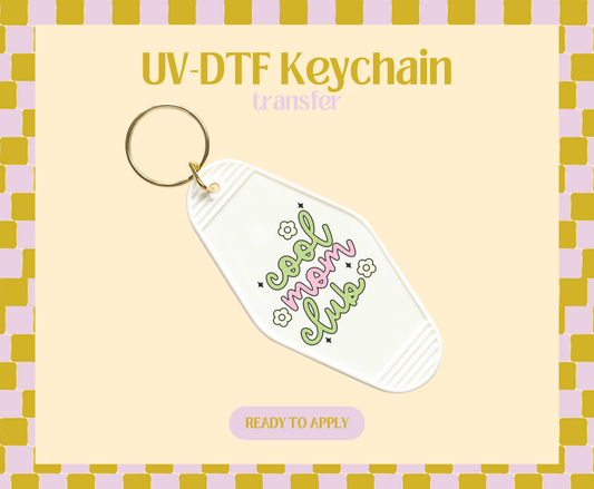 Retro Green Cool Mom Club UV-DTF Keychain