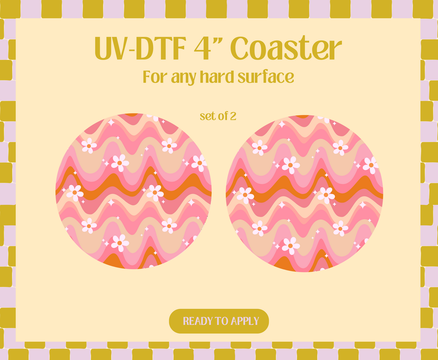 Retro Spring Wave UV-DTF 4" Coaster