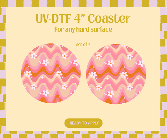 Retro Spring Wave UV-DTF 4" Coaster