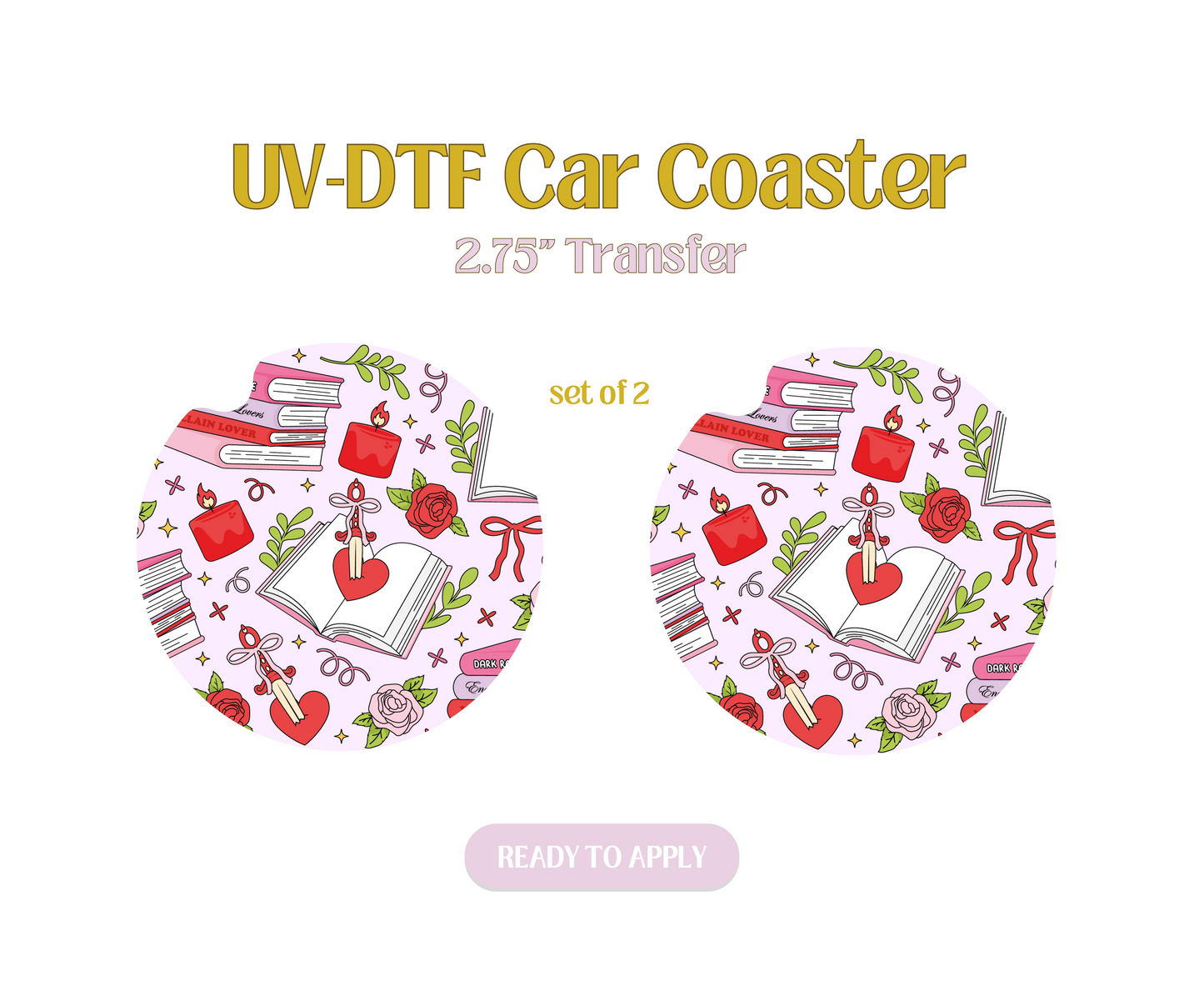 Romance Rose Reader UV-DTF Car Coaster