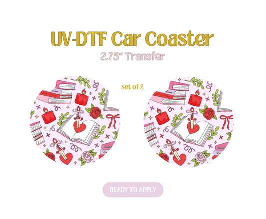 Romance Rose Reader UV-DTF Car Coaster