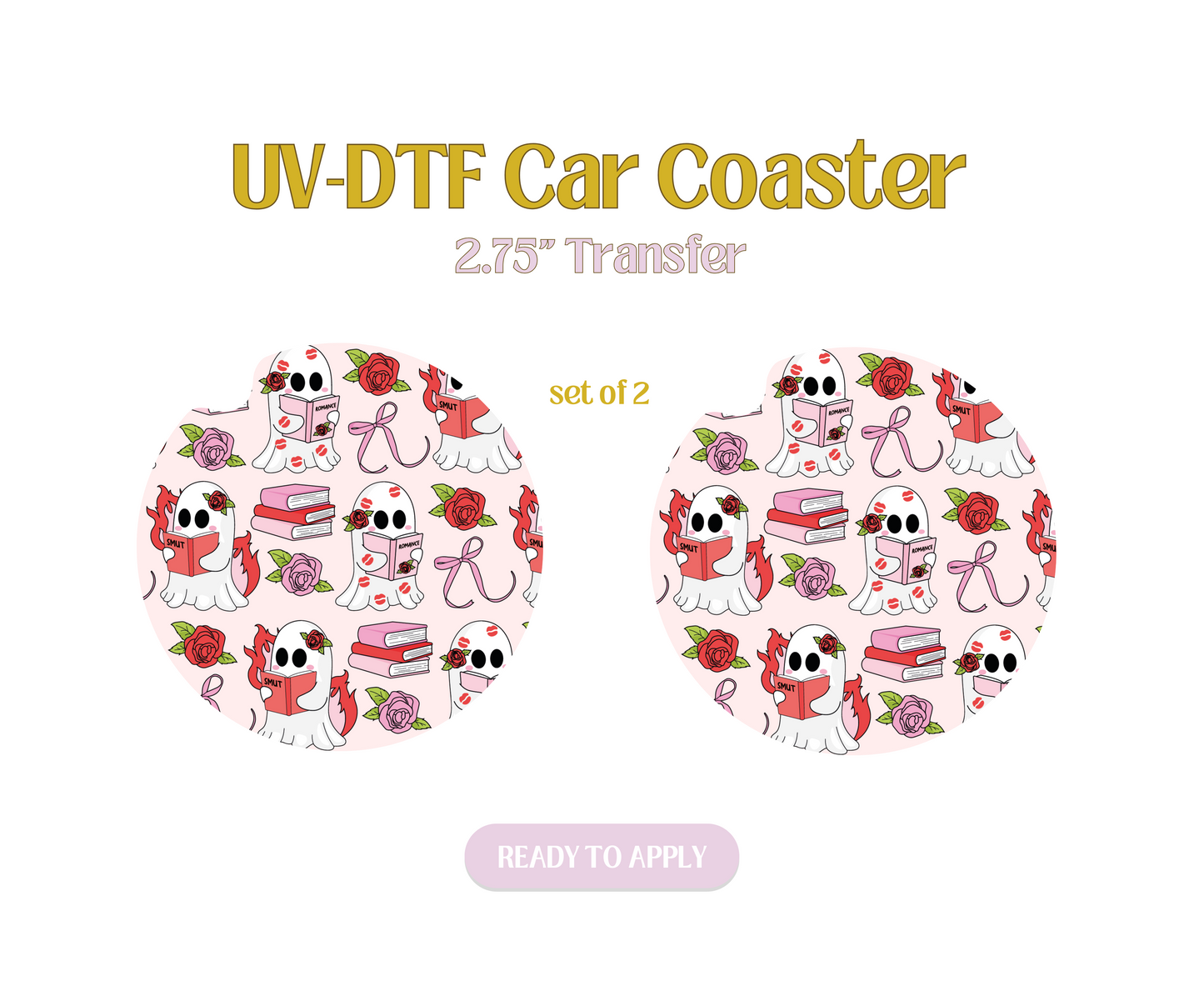 Romance Smut Ghosts UV-DTF Car Coaster