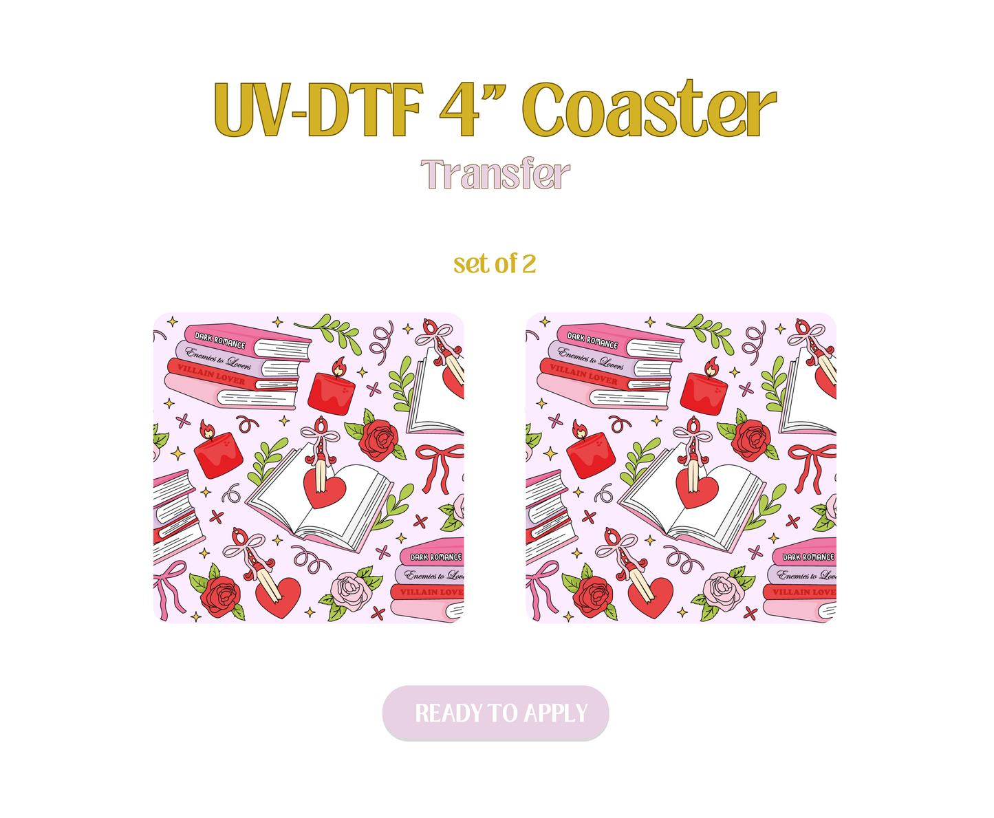 Romance Rose Reader UV-DTF 4" Coaster