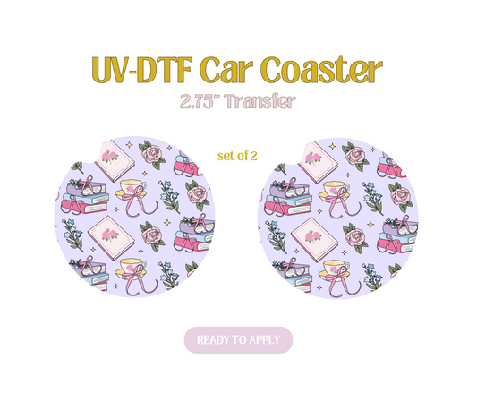 Romantasy Reader UV-DTF Car Coaster