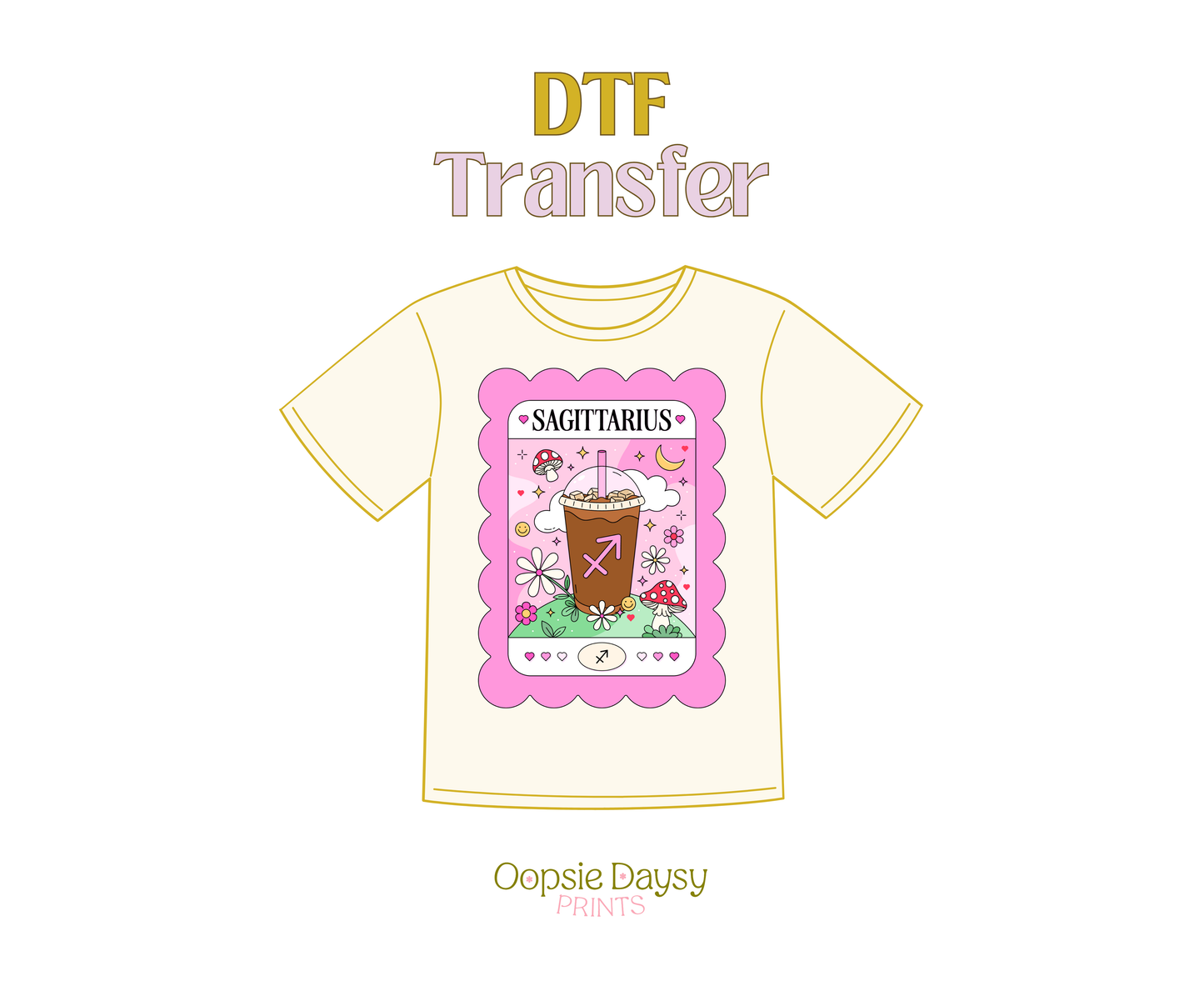 Sagittarius Pink Iced Coffee DTF Transfer