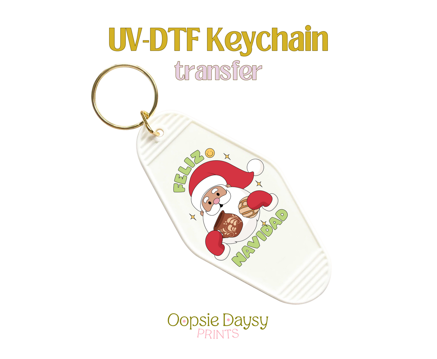 Santa Feliz Navidad UV-DTF Keychain