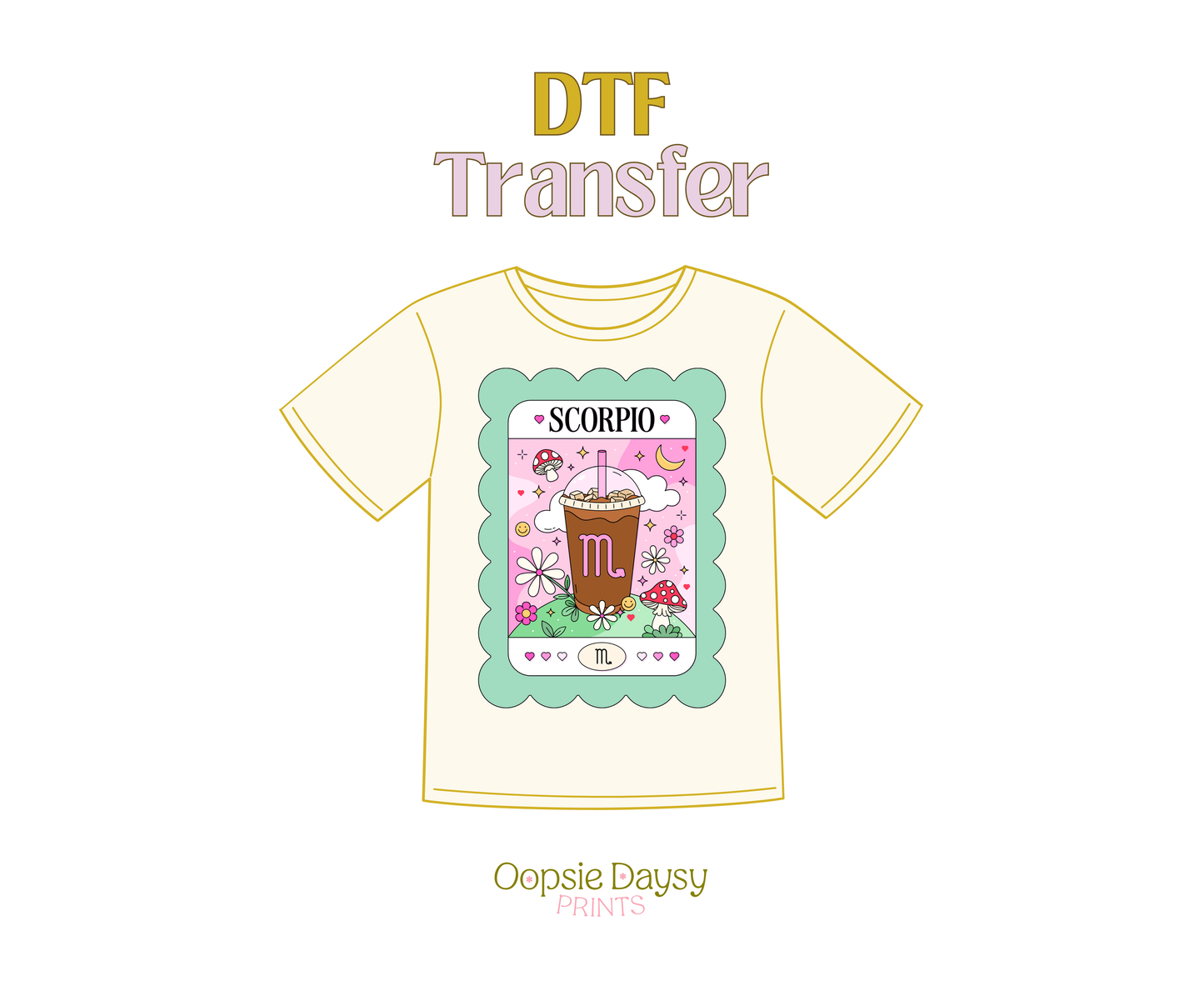 Scorpio Teal Iced Coffee DTF Transfer