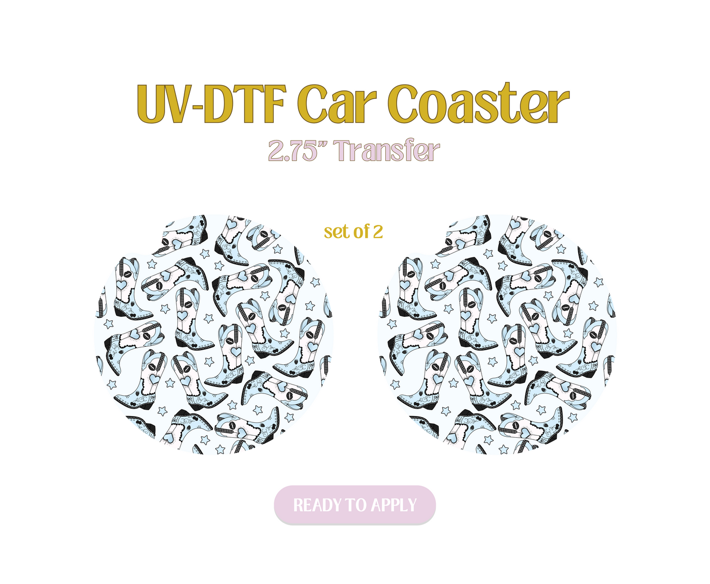 Short n Sweet Blue UV-DTF Car Coaster