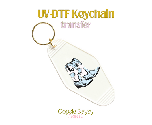 Short n Sweet Blue Boot UV-DTF Keychain