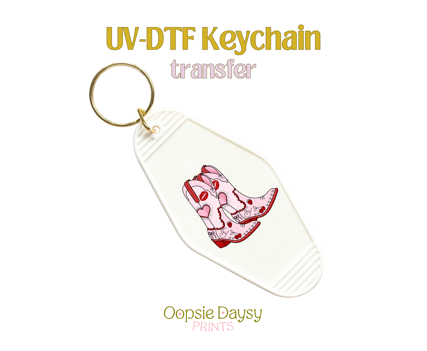 Short n Sweet Pink Boot UV-DTF Keychain