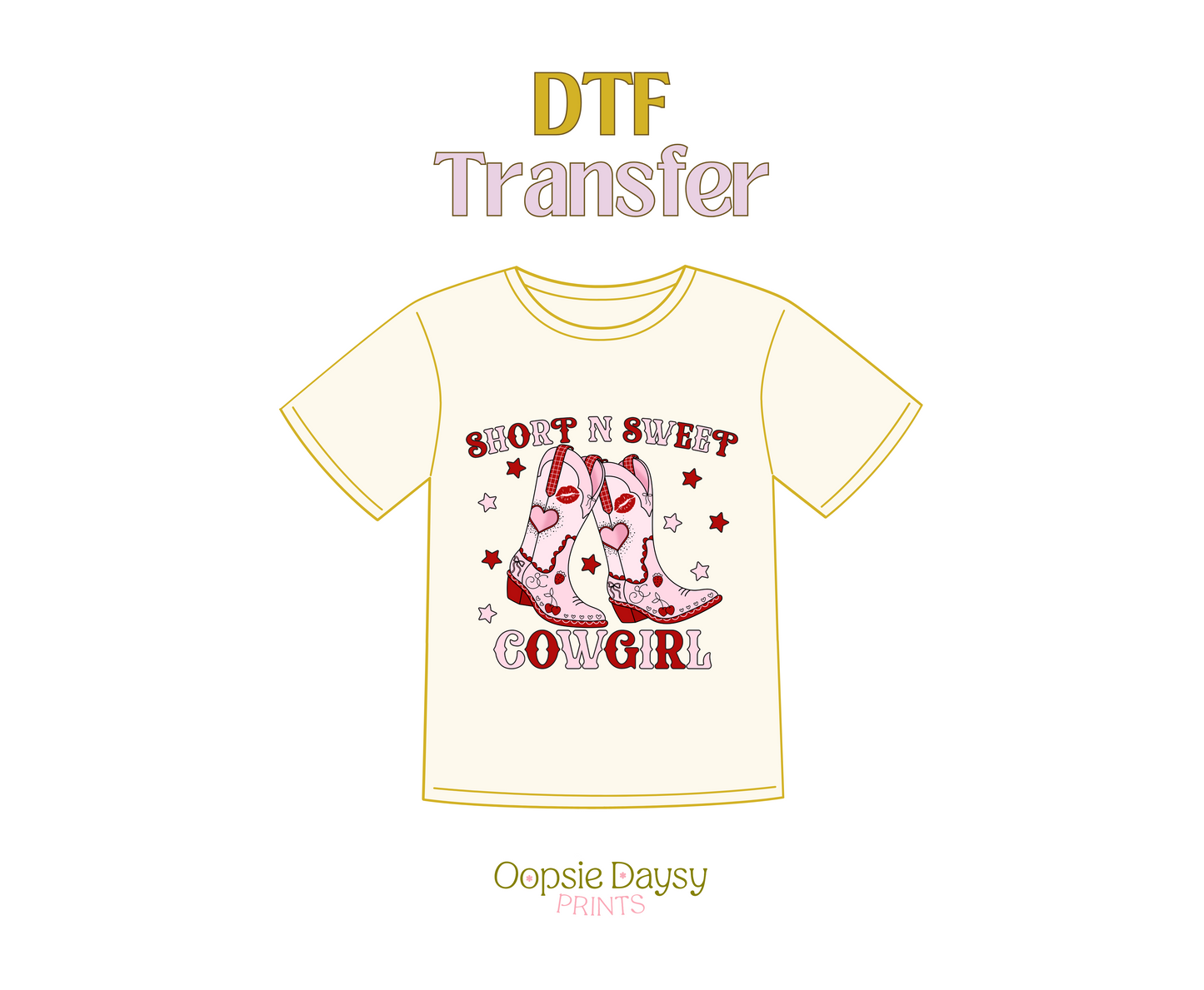 Short n Sweet Pink Cowgirl DTF Transfer