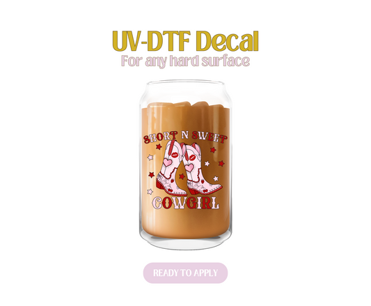 Short n Sweet Pink Cowgirl UV-DTF Decal