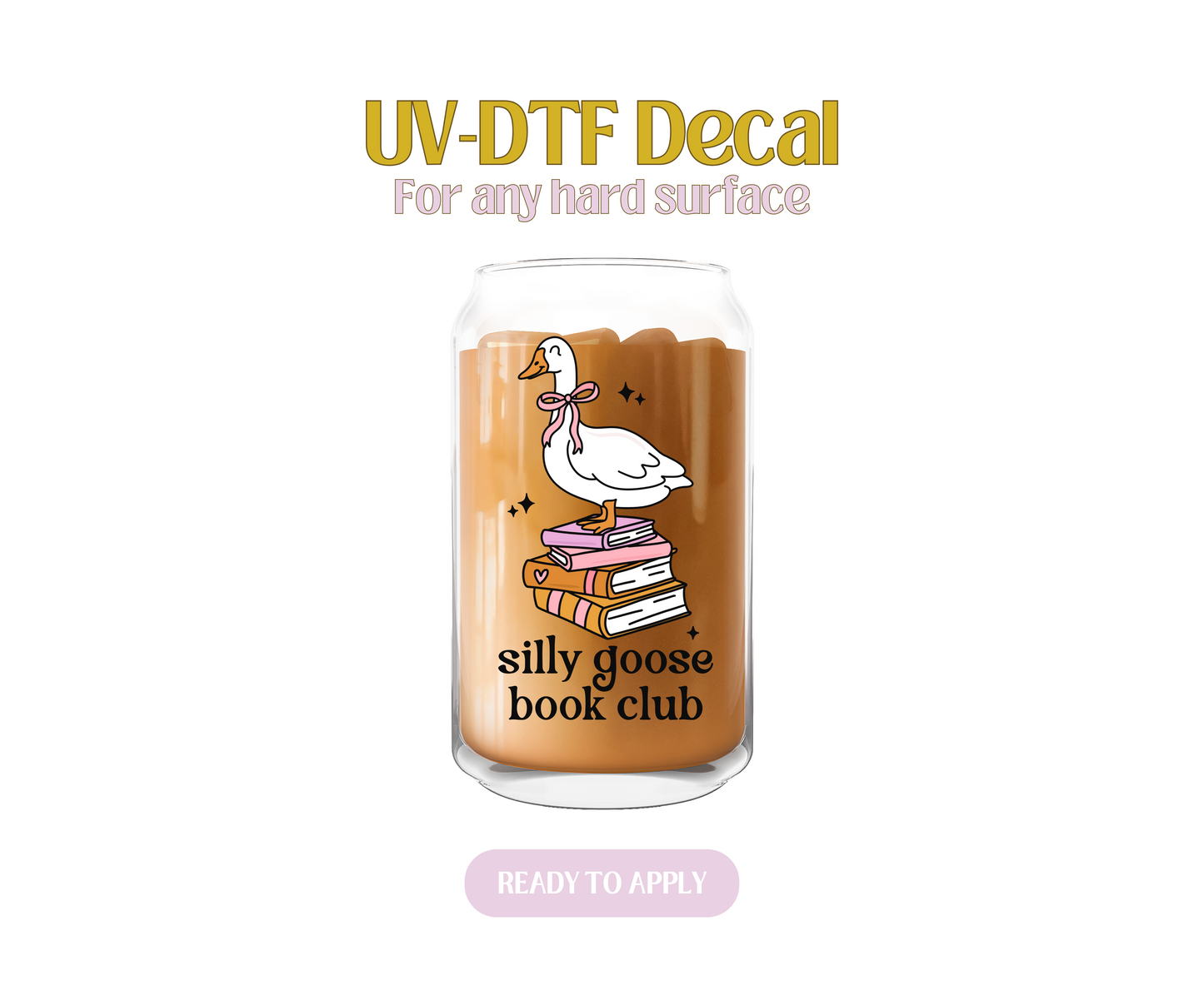 Silly Goose Book Club Book Stack UV-DTF Decal
