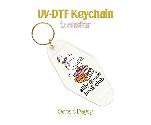 Silly Goose Book Club Book Stack UV-DTF Keychain
