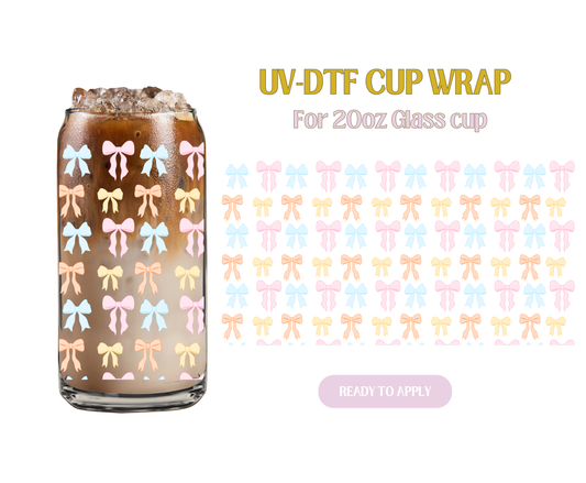 Simple Pastel Bows 20oz UV-DTF Wrap