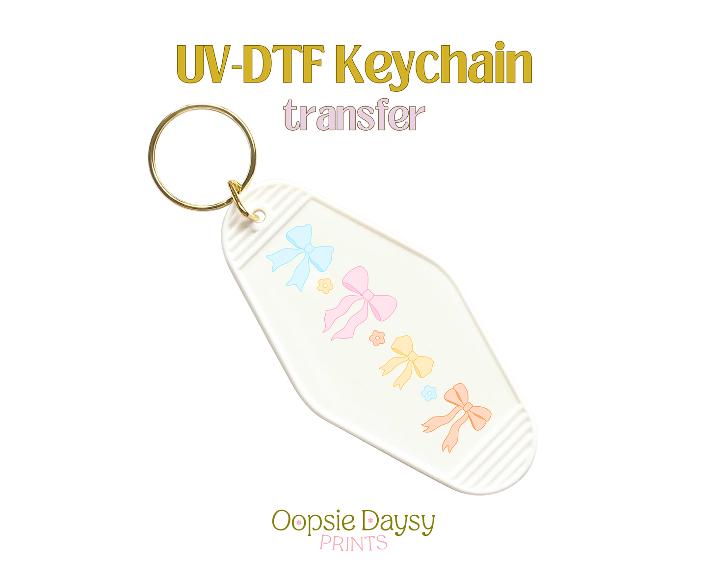 Simple Pastel Bows UV-DTF Keychain
