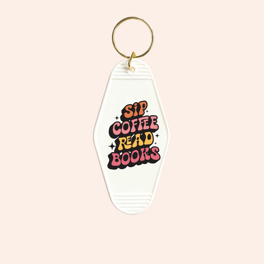 Sip Coffee Read Books UV-DTF Keychain