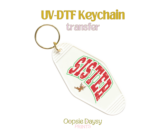 Sister Red Xmas UV-DTF Keychain