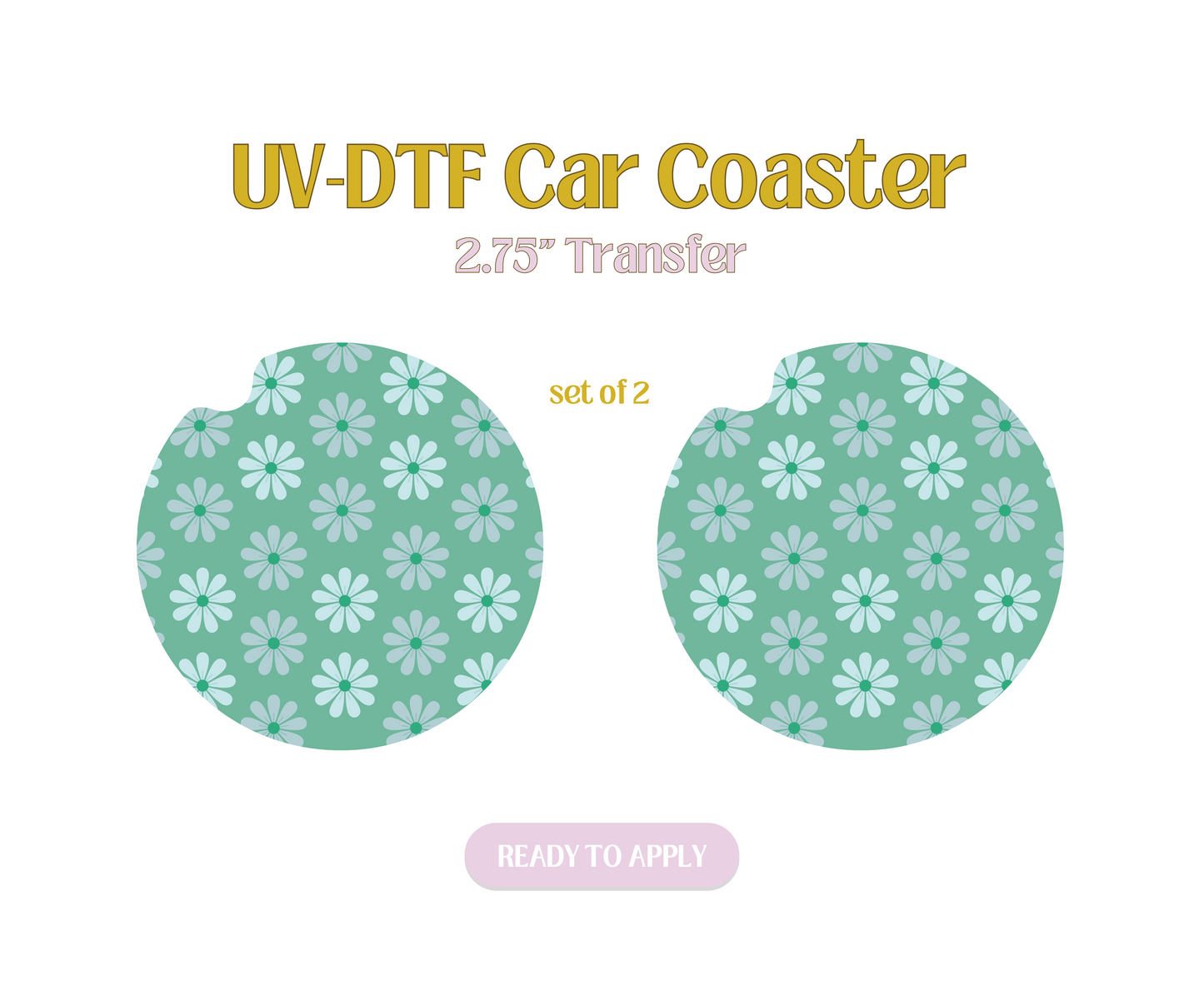 Sky Daisies UV-DTF Car Coaster