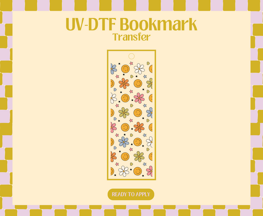 Smiley Flowers UV-DTF Bookmark