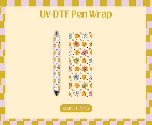 Smiley Flowers UV-DTF Pen Wraps