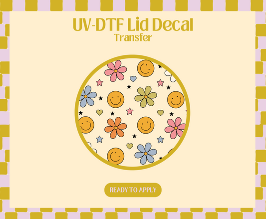 Smiley Flowers UV-DTF Lid Decal