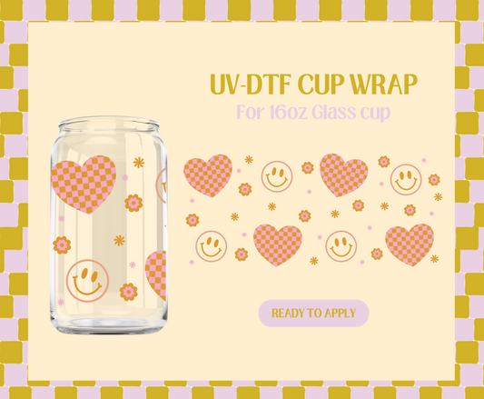 Smiley & Checker heart UV-DTF Wrap