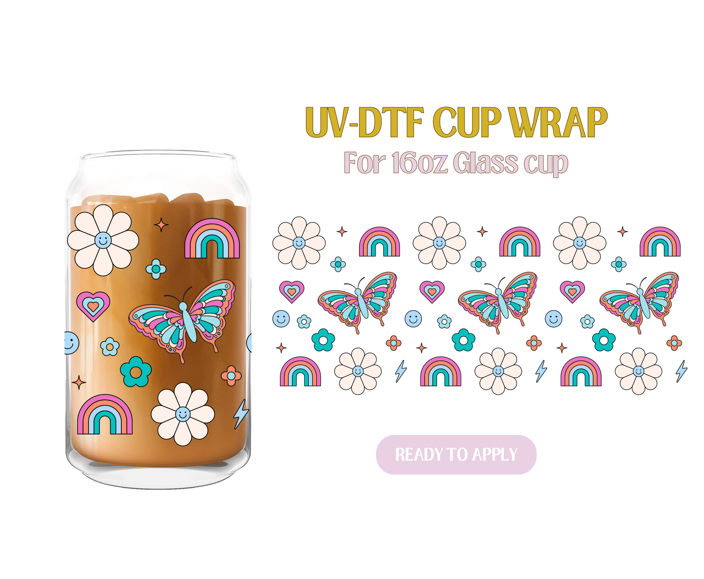 Smiling doods purple UV-DTF Wrap