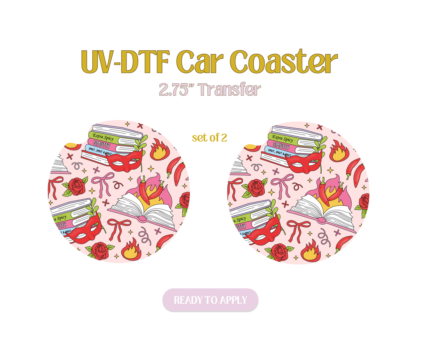 Smut Reader UV-DTF Car Coaster