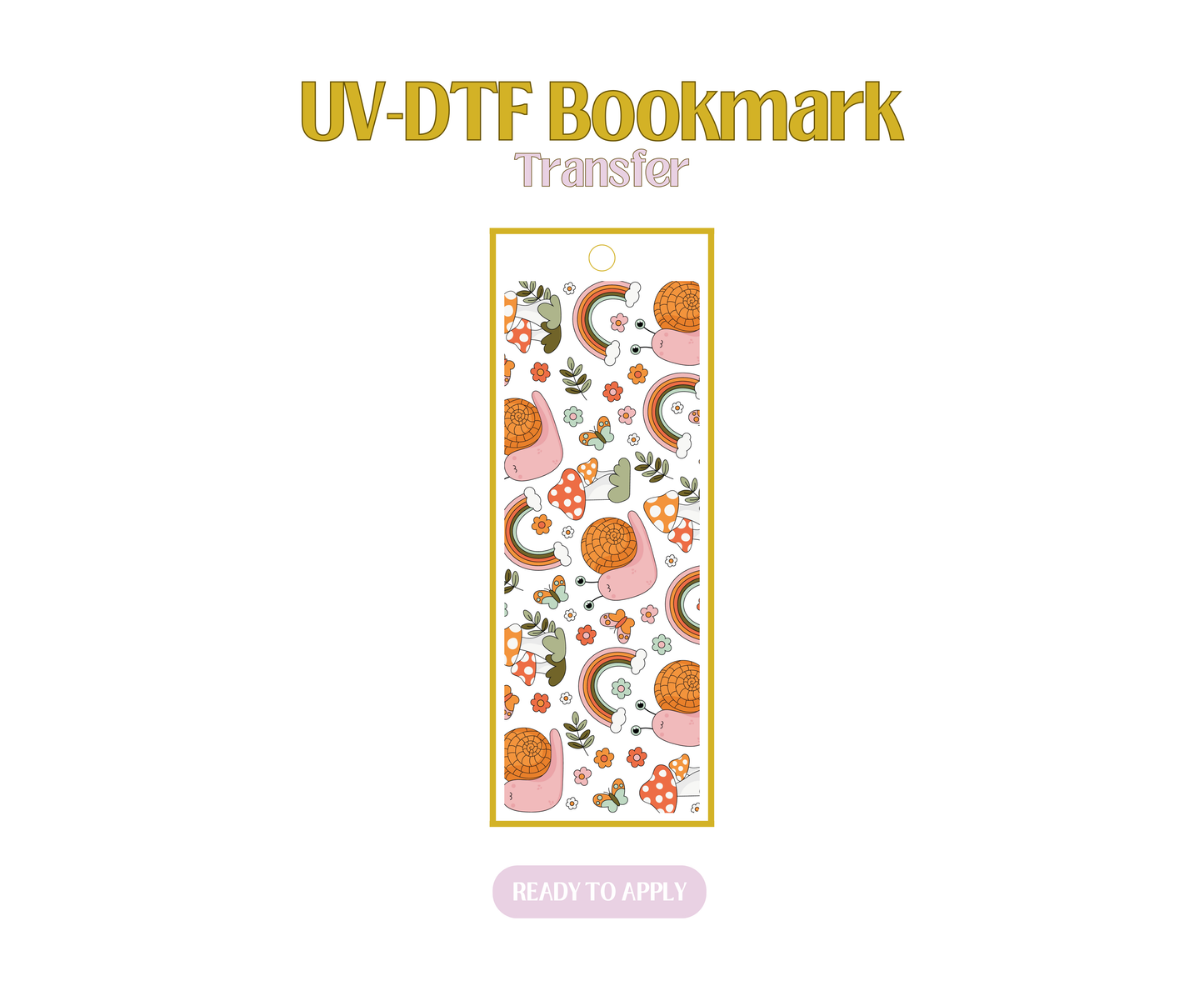 Snails and Mushrooms UV-DTF Bookmark