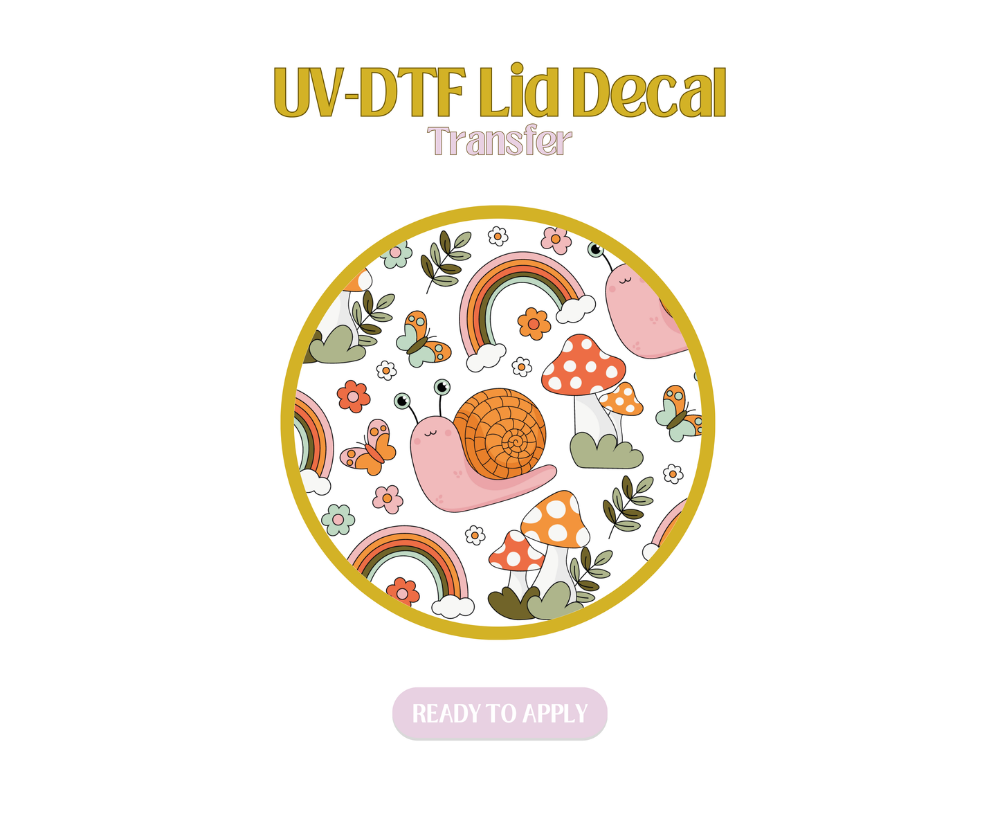 Snails and Mushrooms UV-DTF Lid Decal