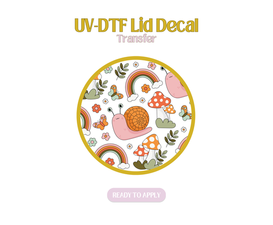 Snails and Mushrooms UV-DTF Lid Decal