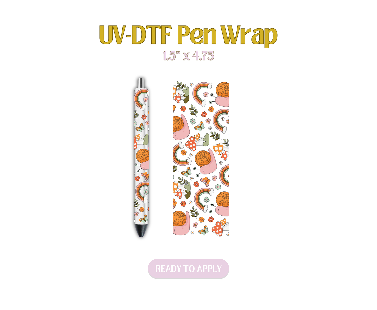 Snails and Mushrooms UV-DTF Pen Wraps