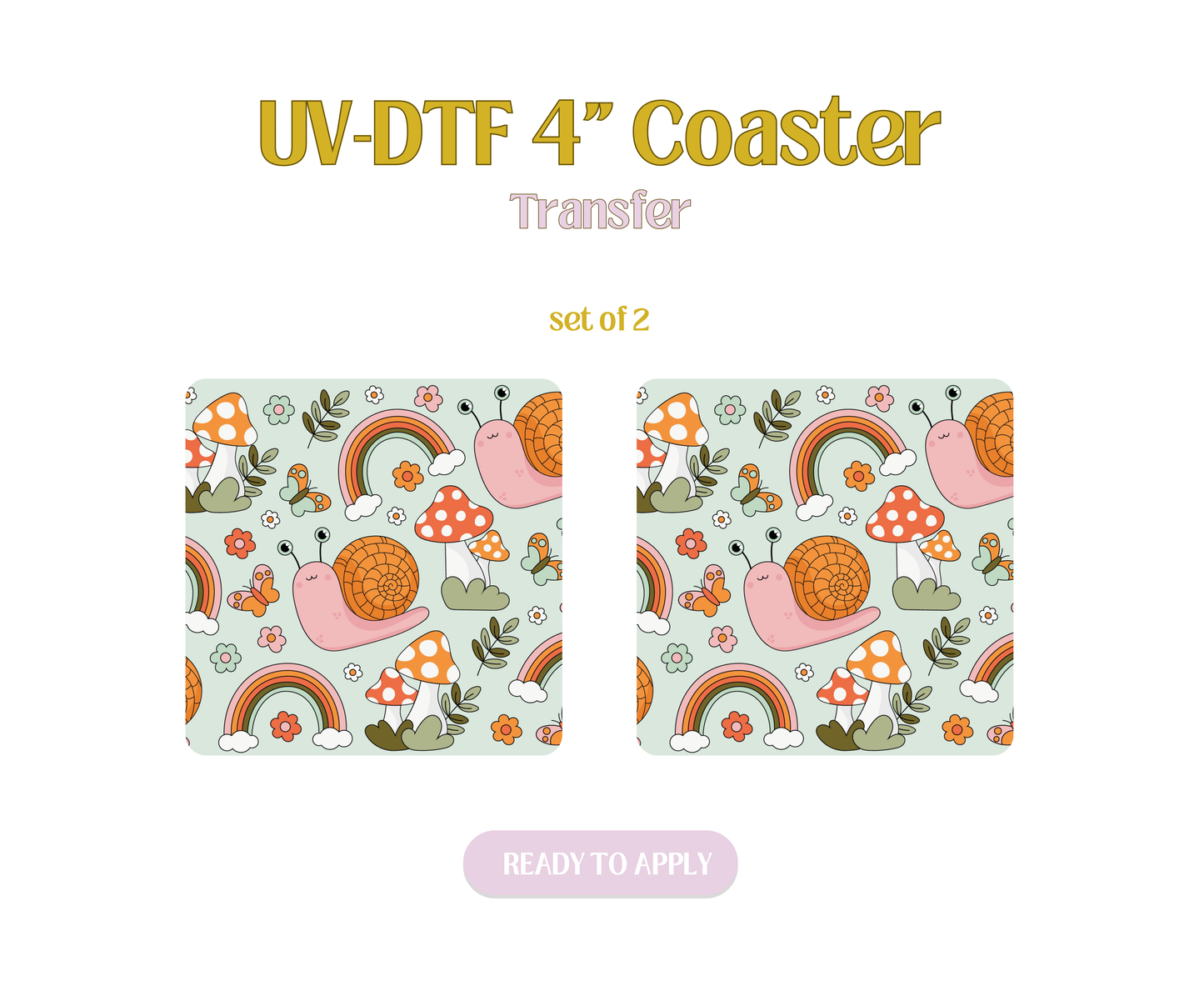 Snails and Mushrooms UV-DTF 4" Coaster