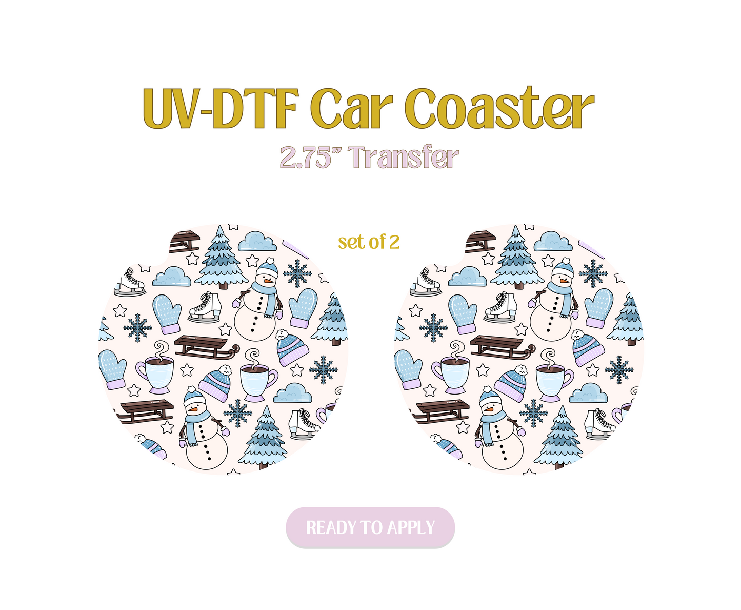 Snow Day UV-DTF Car Coaster