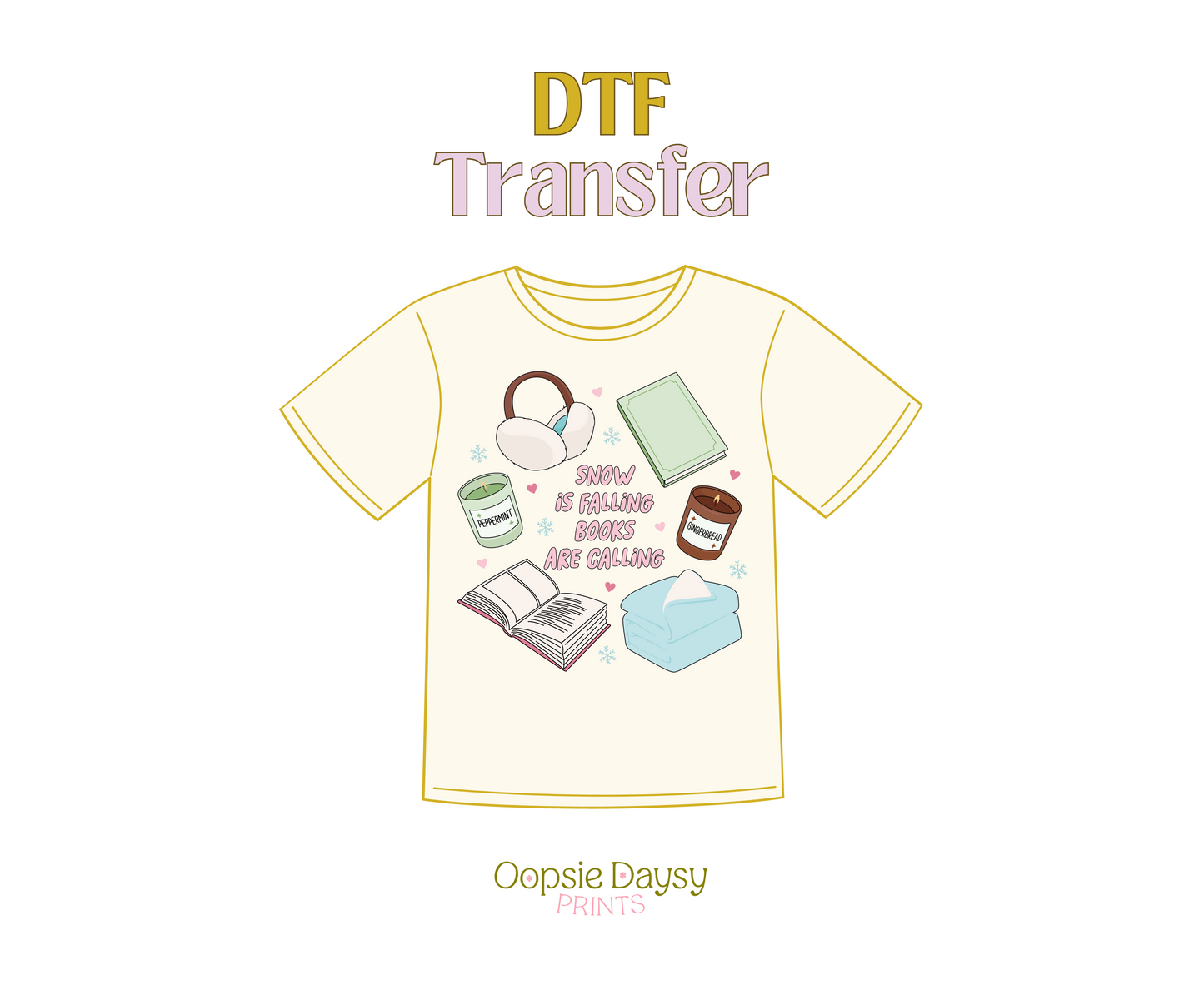 Snow is falling books are calling DTF Transfer